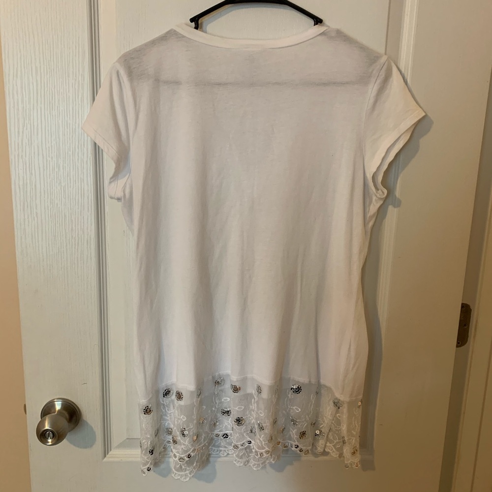 Fashion Bug Vneck Blouse with Sheer Bottom Sequins - Picture 8 of 8